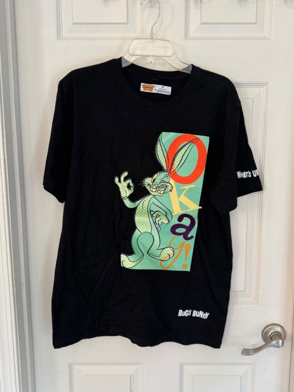 Bugs Bunny Looney Toons Black Crewneck Short Sleeve T-Shirt Size XL - Picture 2 of 9